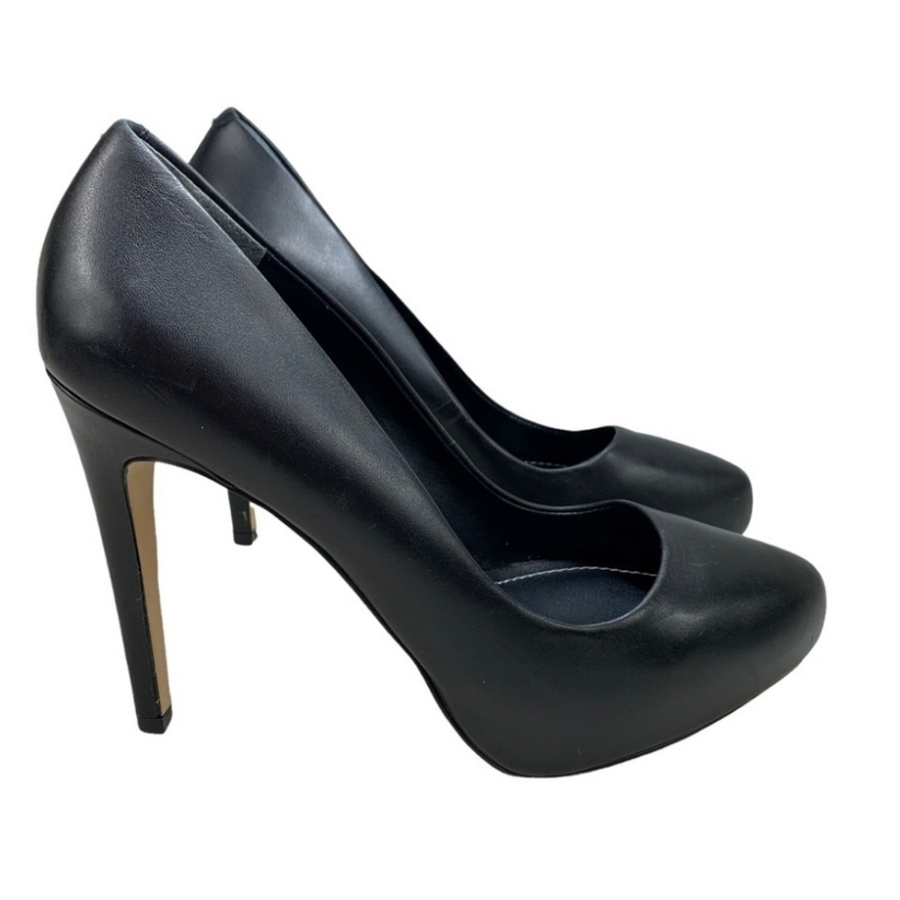 Charles David Frankie Black Leather Platform Pumps Stiletto Heels 8